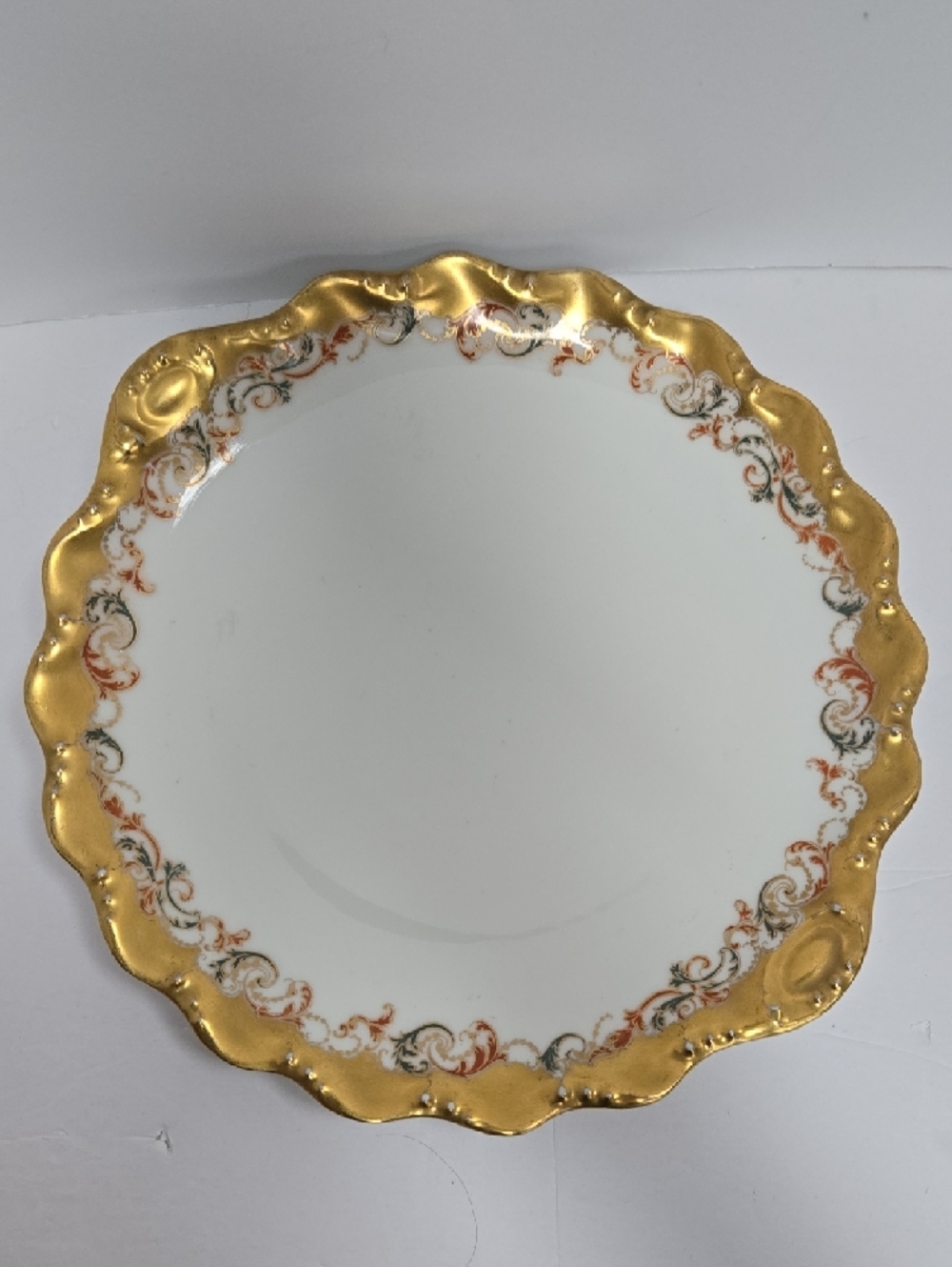 Limoges Gold-Trim Porcelain Decorative Dinner Plate 7 Pointed Star Stamp France - Picture 8 of 10